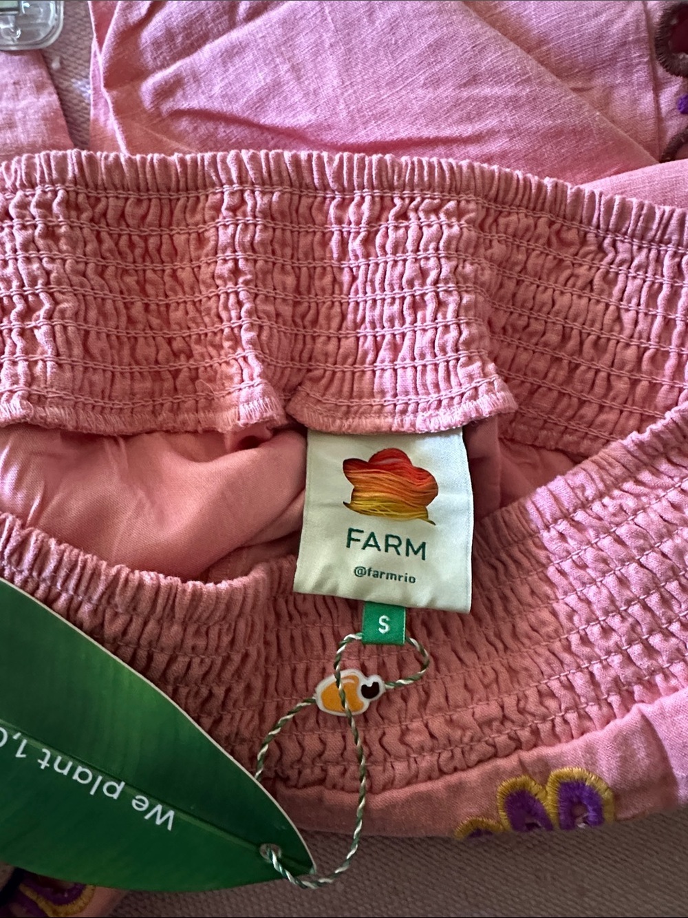 FarmRio Pink Embroidered Floral Beach Pants - Picture 3 of 4